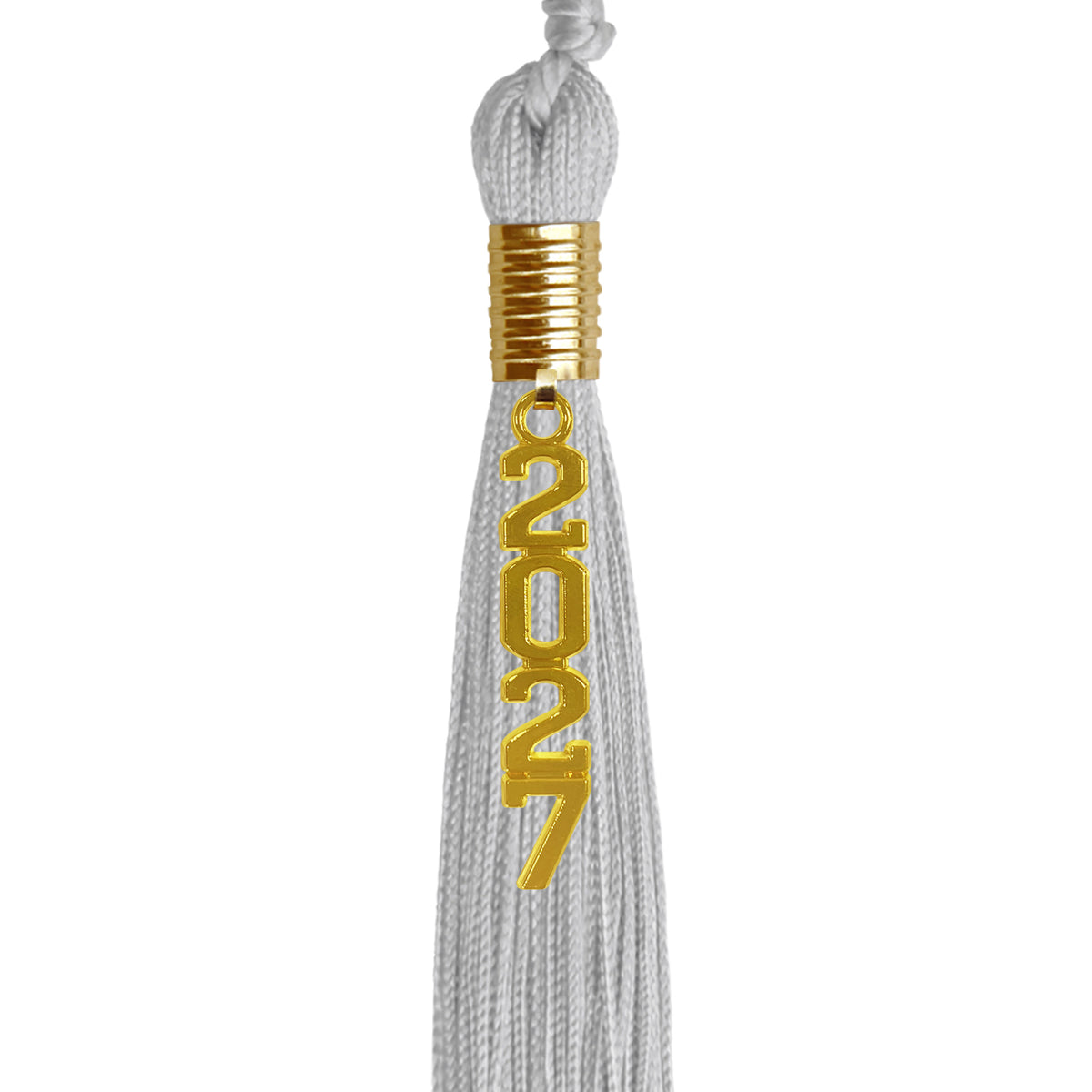 Silver Graduation Tassel with Gold Stacked Date Drop by Wholesale Grad Supply