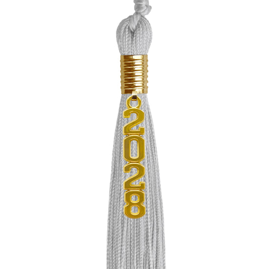 Silver Graduation Tassel with Gold Stacked Date Drop by Wholesale Grad Supply