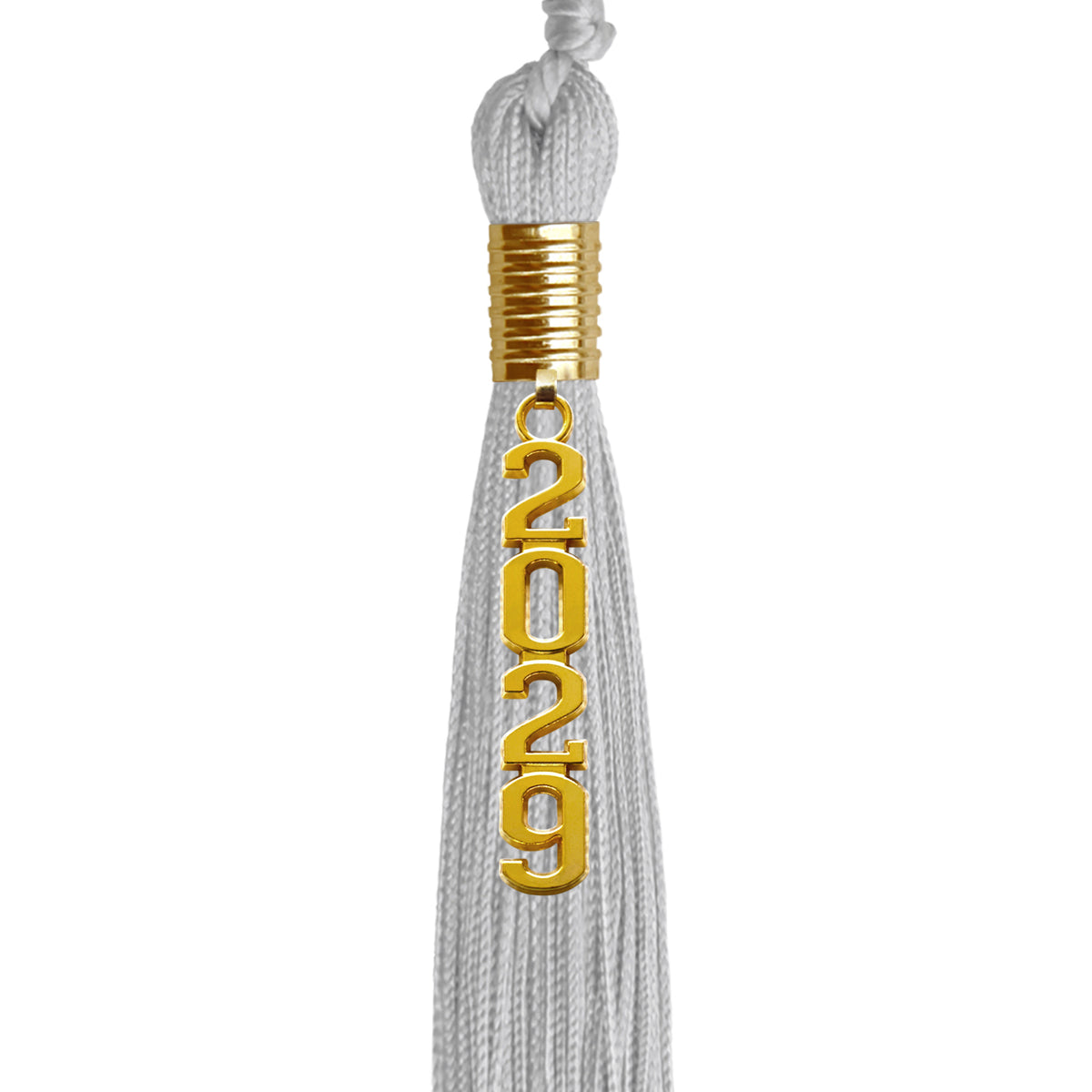Silver Graduation Tassel with Gold Stacked Date Drop by Wholesale Grad Supply