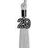 Silver Graduation Tassel with Black Bling Charm by Wholesale Grad Supply