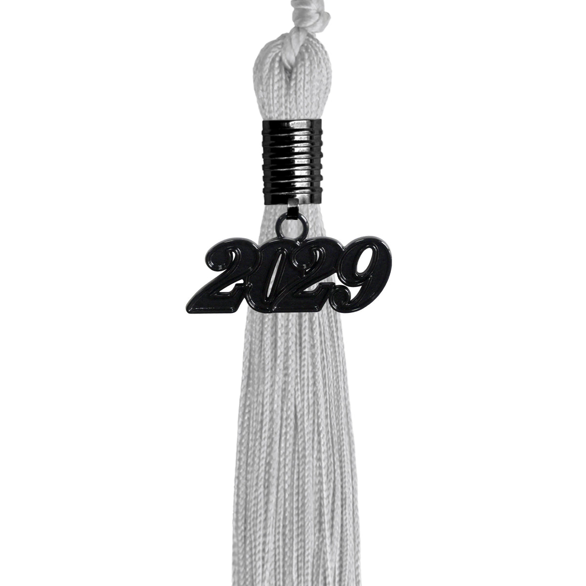Silver Graduation Tassel with Black Date Drop by Wholesale Grad Supply