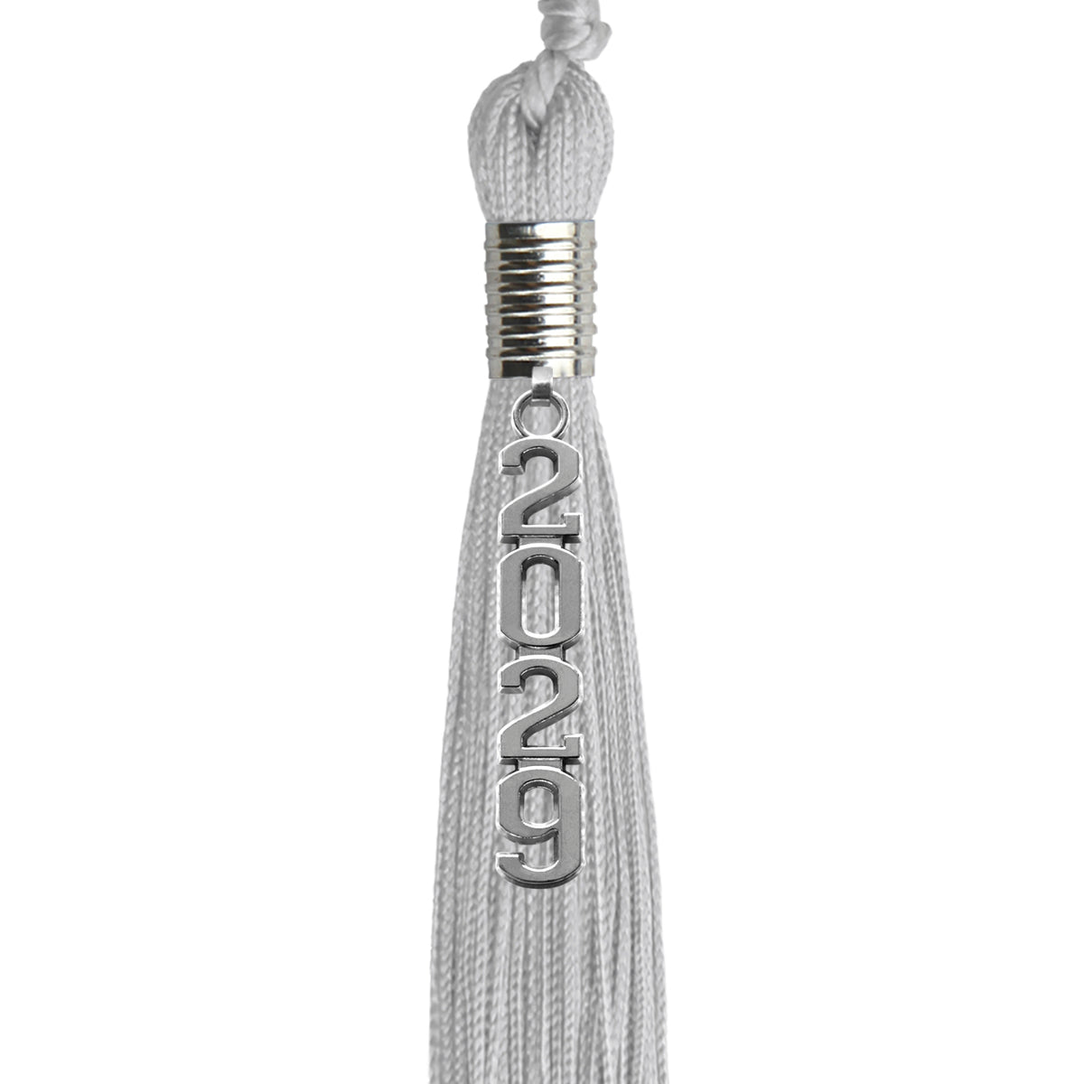 Silver Graduation Tassel with Silver Stacked Date Drop by Wholesale Grad Supply