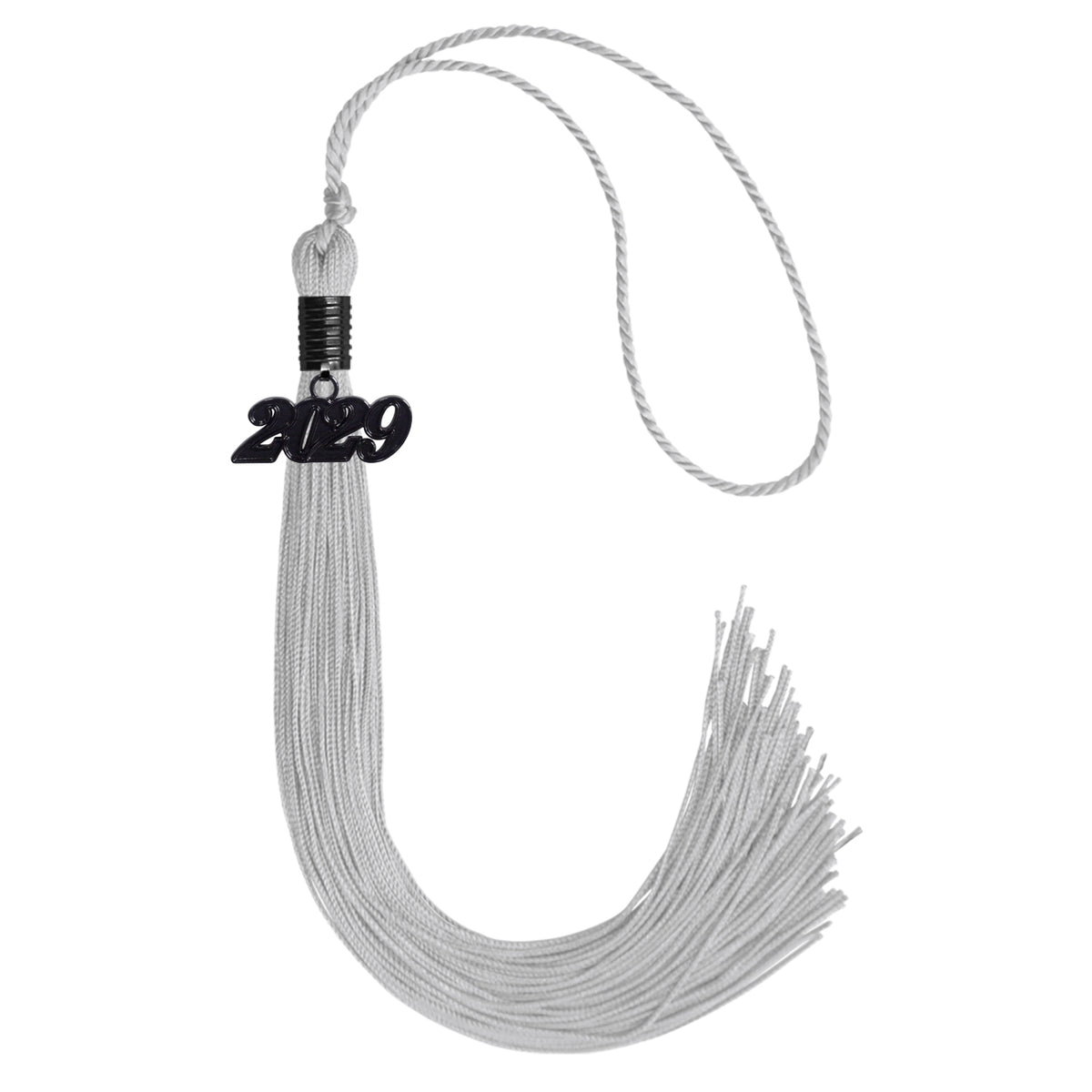 Silver Graduation Tassel with Black Date Drop by Wholesale Grad Supply