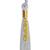 Silver Graduation Tassel with Gold Stacked Date Drop by Wholesale Grad Supply