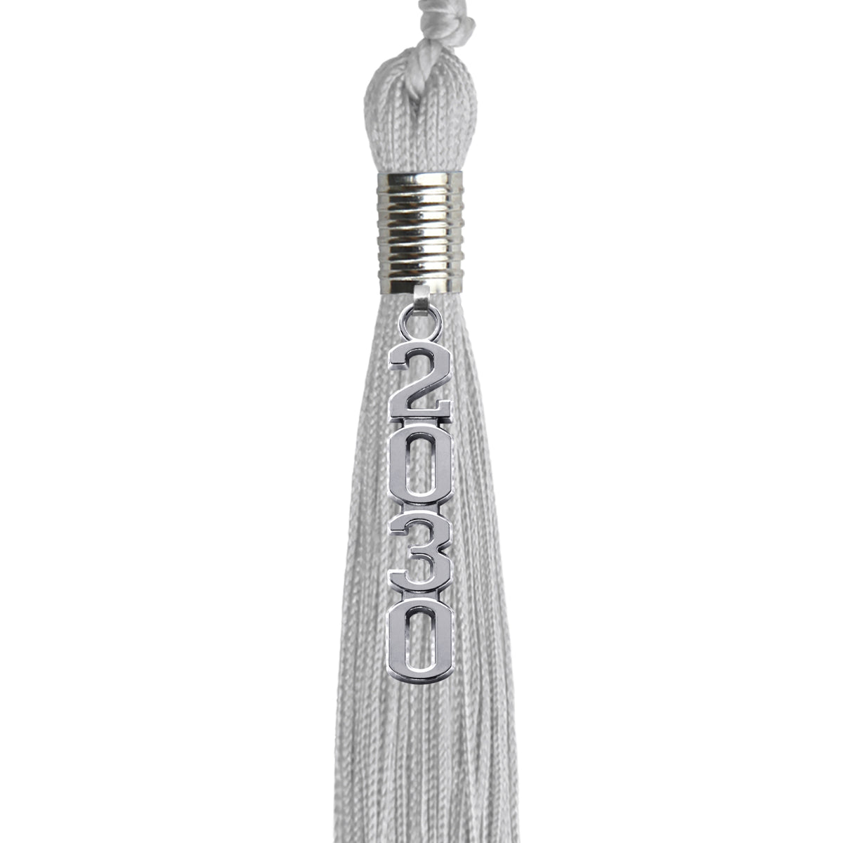 Silver Graduation Tassel with Silver Stacked Date Drop by Wholesale Grad Supply