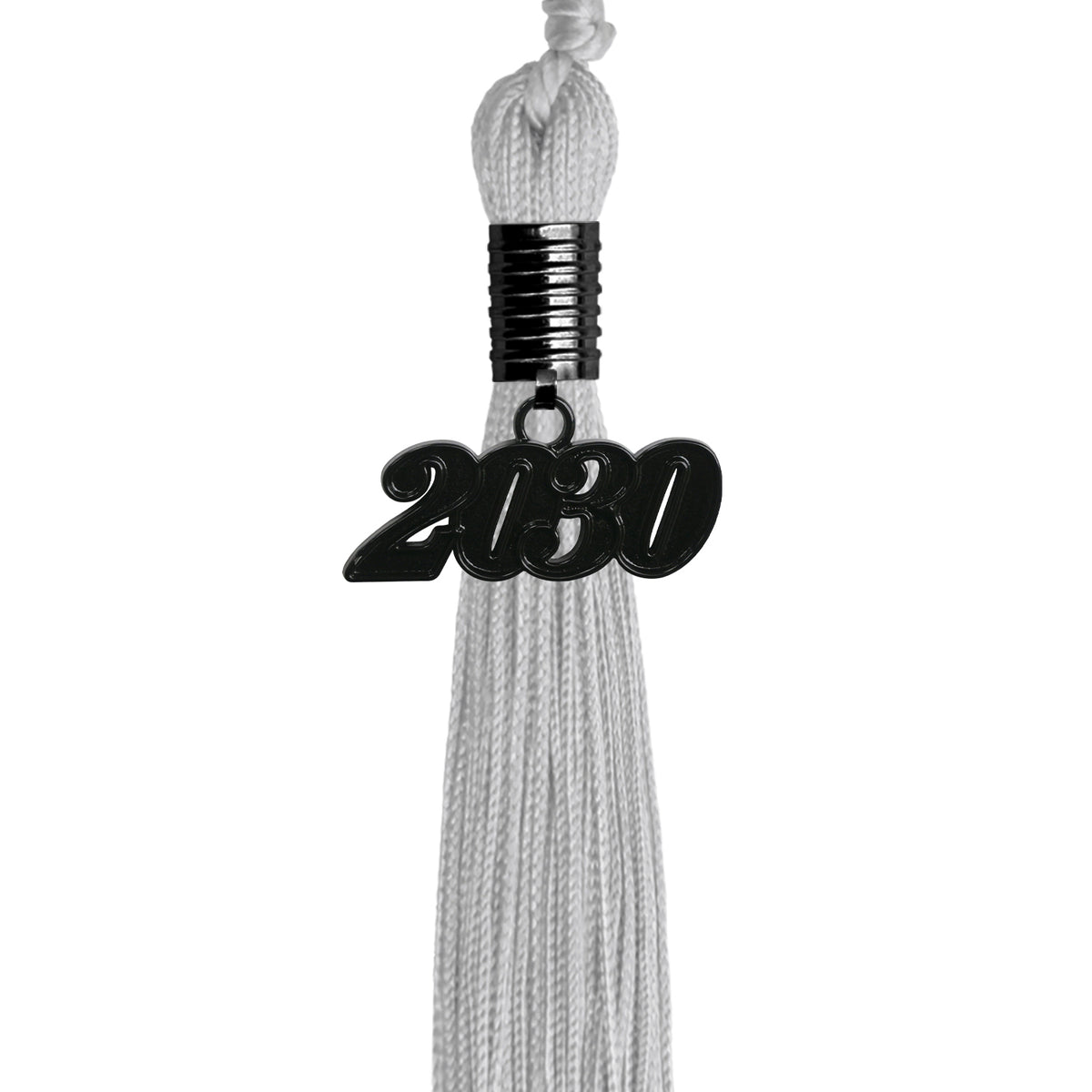 Silver Graduation Tassel with Black Date Drop by Wholesale Grad Supply
