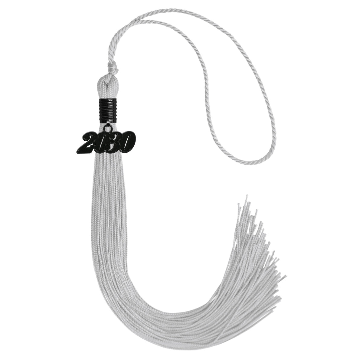Silver Graduation Tassel with Black Date Drop by Wholesale Grad Supply