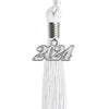White Graduation Tassel with Silver Date Drop by Wholesale Grad Supply