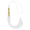 White Graduation Tassel with Gold Stacked Date Drop by Wholesale Grad Supply