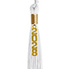 White Graduation Tassel with Gold Stacked Date Drop by Wholesale Grad Supply