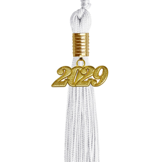 White Graduation Tassel with Gold Date Drop by Wholesale Grad Supply