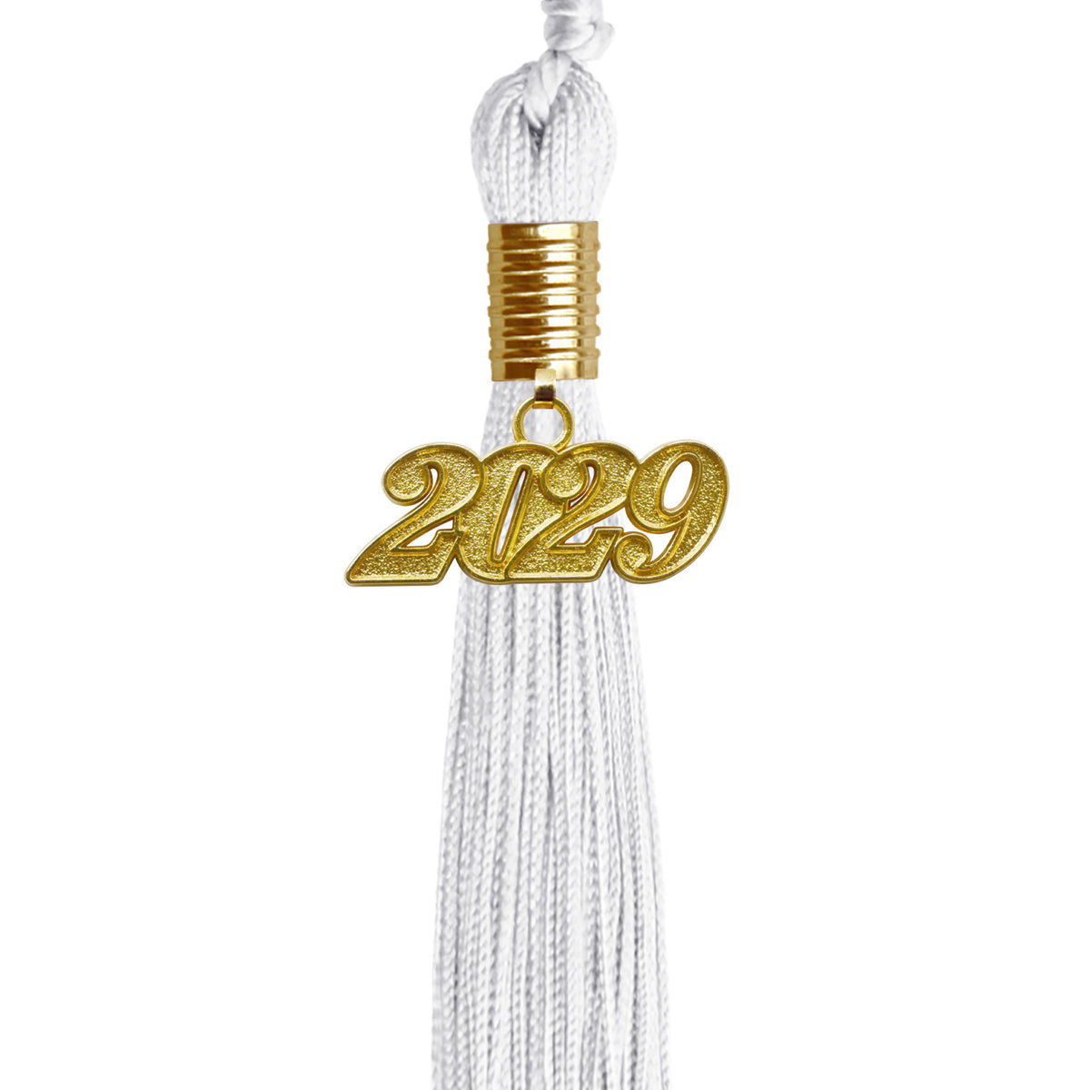 White Graduation Tassel with Gold Date Drop by Wholesale Grad Supply