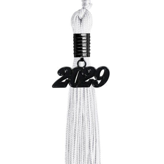 White Graduation Tassel with Black Date Drop by Wholesale Grad Supply