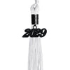 White Graduation Tassel with Black Date Drop by Wholesale Grad Supply