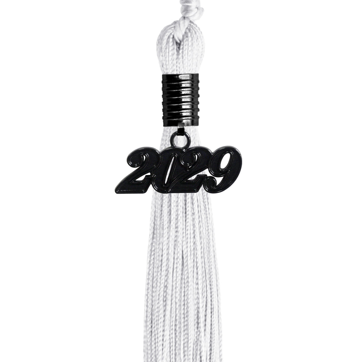 White Graduation Tassel with Black Date Drop by Wholesale Grad Supply