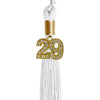White Graduation Tassel with Gold Bling Charm by Wholesale Grad Supply