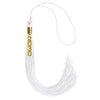 White Graduation Tassel with Gold Stacked Date Drop by Wholesale Grad Supply