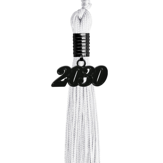 White Graduation Tassel with Black Date Drop by Wholesale Grad Supply