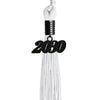 White Graduation Tassel with Black Date Drop by Wholesale Grad Supply