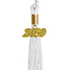White Graduation Tassel with Gold Date Drop by Wholesale Grad Supply