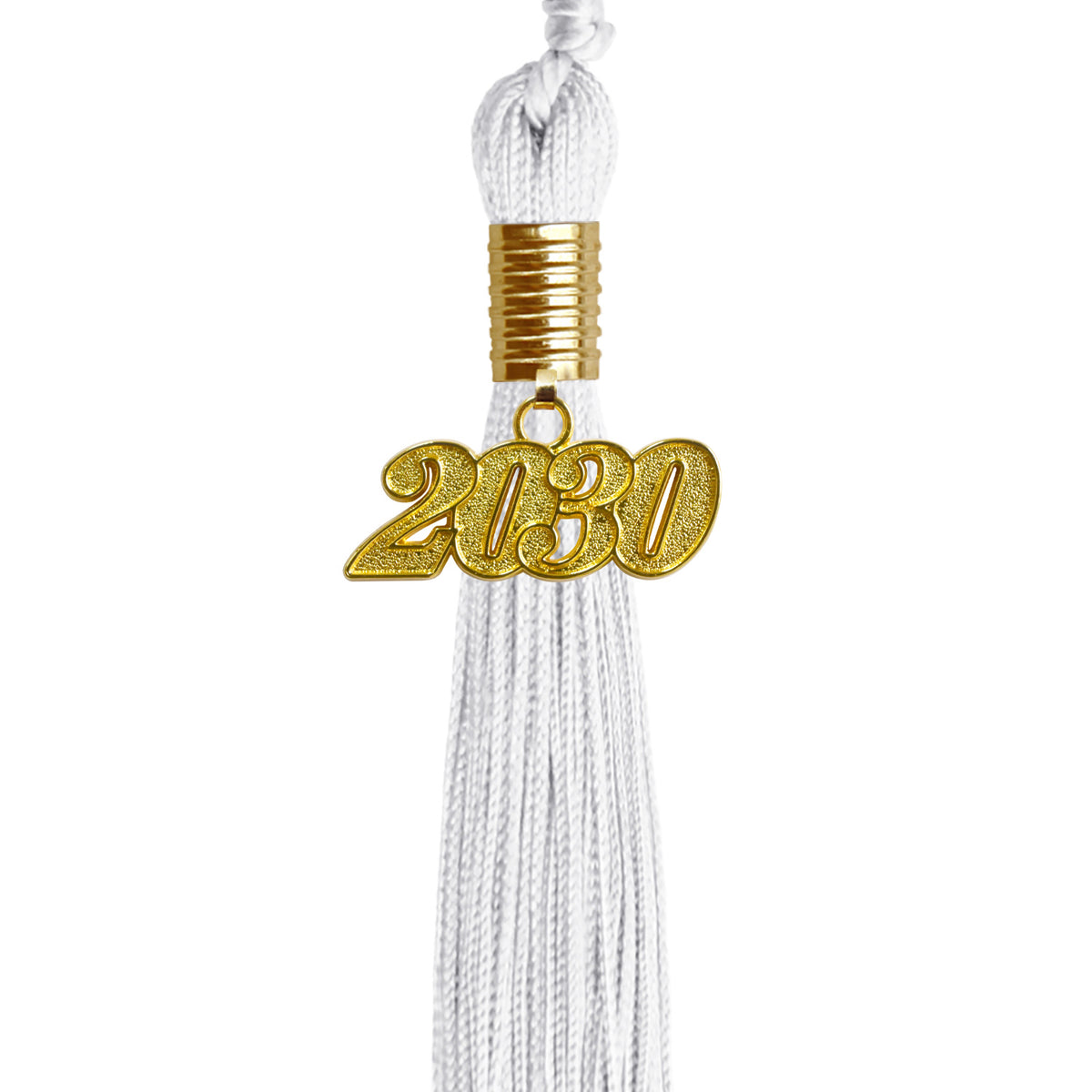 White Graduation Tassel with Gold Date Drop by Wholesale Grad Supply