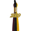 Black/Gold/Maroon Graduation Tassel with Gold Date Drop by Wholesale Grad Supply
