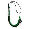 Black/Green/White Graduation Tassel with Silver Stacked Date Drop by Wholesale Grad Supply