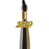 Black/Grey/Antique Gold Graduation Tassel with Gold Date Drop by Wholesale Grad Supply