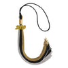 Black/Grey/Antique Gold Graduation Tassel with Gold Date Drop by Wholesale Grad Supply