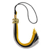 Black/Grey/Gold Graduation Tassel with Gold Bling Charm by Wholesale Grad Supply