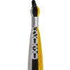 Black/Grey/Gold Graduation Tassel with Silver Stacked Date Drop by Wholesale Grad Supply