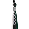 Black/Hunter Green/White Graduation Tassel with Silver Stacked Date Drop by Wholesale Grad Supply