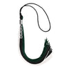 Black/Hunter Green/White Graduation Tassel with Silver Stacked Date Drop by Wholesale Grad Supply