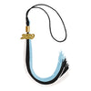 Black/Light Blue/White Graduation Tassel with Gold Date Drop by Wholesale Grad Supply
