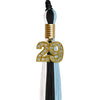 Black/Light Blue/White Graduation Tassel with Gold Bling Charm by Wholesale Grad Supply