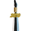 Black/Light Blue/White Graduation Tassel with Gold Date Drop by Wholesale Grad Supply