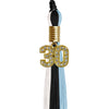 Black/Light Blue/White Graduation Tassel with Gold Bling Charm by Wholesale Grad Supply