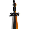 Black/Orange/Grey Graduation Tassel with Black Date Drop by Wholesale Grad Supply