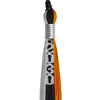 Black/Orange/Grey Graduation Tassel with Silver Stacked Date Drop by Wholesale Grad Supply