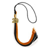 Black/Orange/White Graduation Tassel with Gold Bling Charm by Wholesale Grad Supply