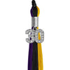 Black/Purple/Gold Graduation Tassel with Silver Bling Charm by Wholesale Grad Supply