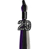 Black/Purple/Grey Graduation Tassel with Black Bling Charm by Wholesale Grad Supply