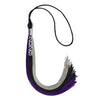 Black/Purple/Grey Graduation Tassel with Silver Stacked Date Drop by Wholesale Grad Supply