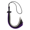 Black/Purple/Grey Graduation Tassel with Black Date Drop by Wholesale Grad Supply