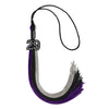 Black/Purple/Grey Graduation Tassel with Black Bling Charm by Wholesale Grad Supply