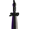 Black/Purple/Grey Graduation Tassel with Black Date Drop by Wholesale Grad Supply