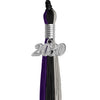 Black/Purple/Grey Graduation Tassel with Silver Date Drop by Wholesale Grad Supply