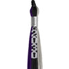 Black/Purple/Grey Graduation Tassel with Silver Stacked Date Drop by Wholesale Grad Supply