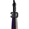 Black/Purple/Grey Graduation Tassel with Black Bling Charm by Wholesale Grad Supply
