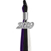 Black/Purple/White Graduation Tassel with Silver Date Drop by Wholesale Grad Supply